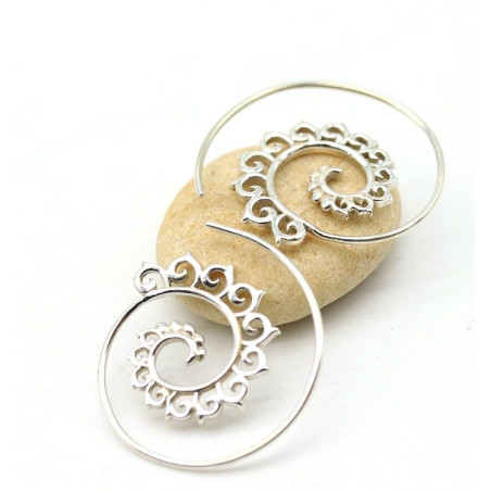 Créole travaillée spirale argent - Mosaik bijoux indiens