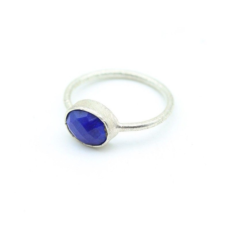 Bague lapis lazuli argent brossé Mosaik Bijoux Indiens - 1