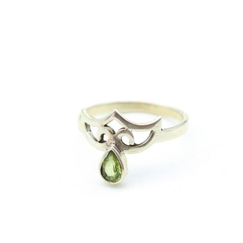 Bague fine argent et goutte péridot Mosaik Bijoux Indiens - 1