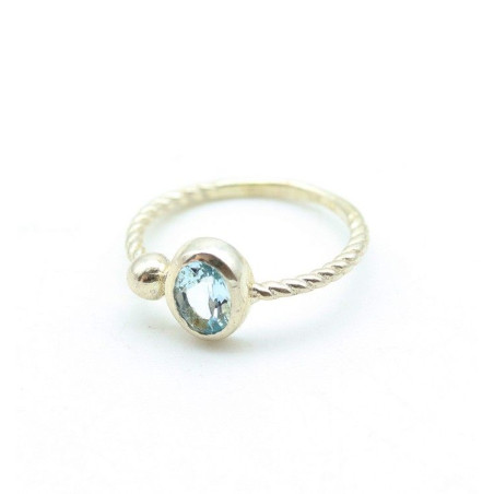 Bague fine argent et petite topaze Mosaik Bijoux Indiens - 1
