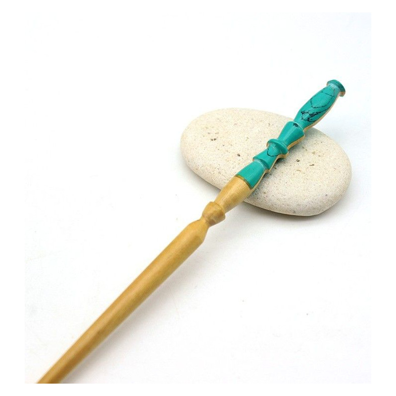 Pique cheveux bois turquoise - Mosaik bijoux indiens
