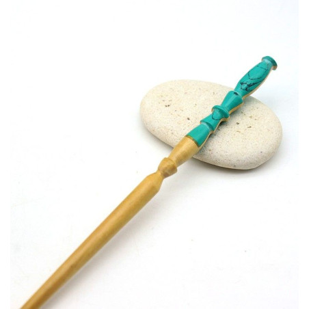 Pique cheveux bois turquoise - Mosaik bijoux indiens