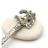 Pique à cheveux Aum en métal argenté et résine Mosaik Bijoux Indiens - 2