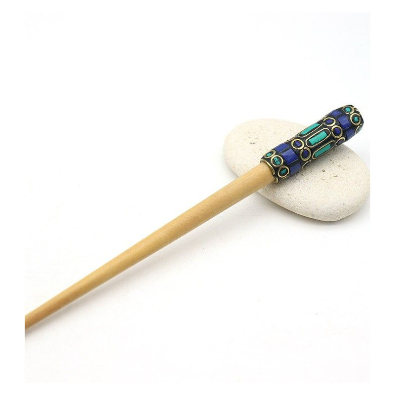 Pique cheveux bois et resine - Mosaik bijoux indiens Pique cheveux bois et resine - Mosaik bijoux indiens