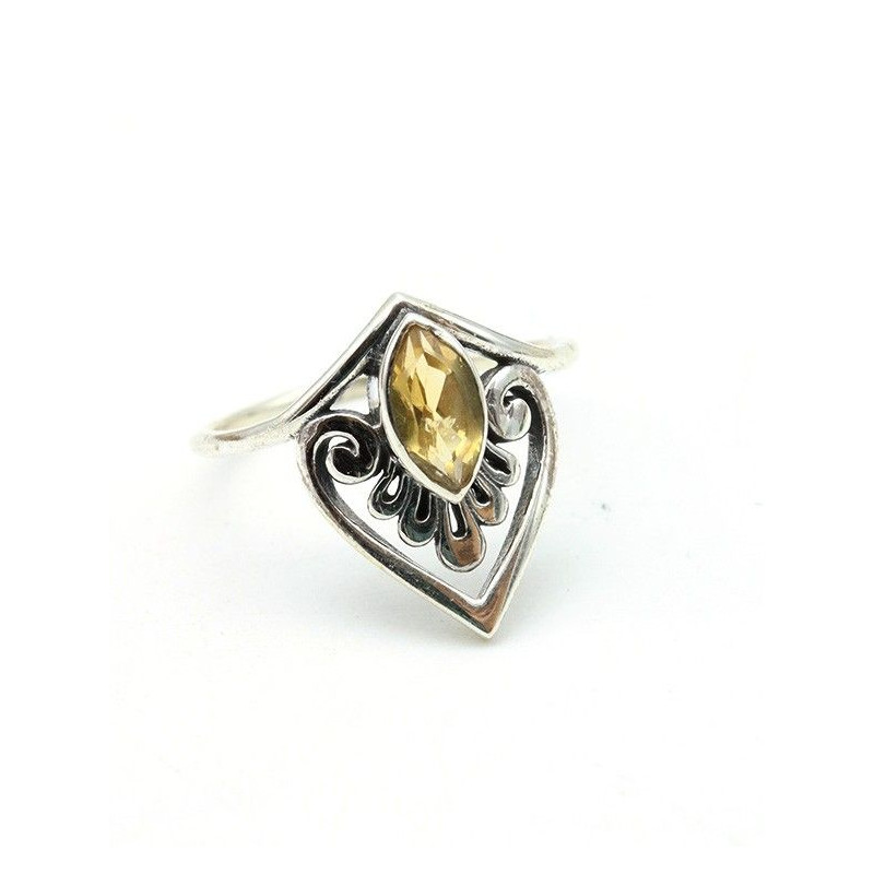 Bague fine argent citrine - Mosaik bijoux indiens Bague fine argent citrine - Mosaik bijoux indiens
