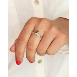 Bague argent péridot -...
