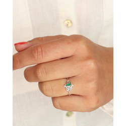 Bague argent agate verte -...