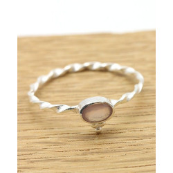 Bague fine quartz rose -...