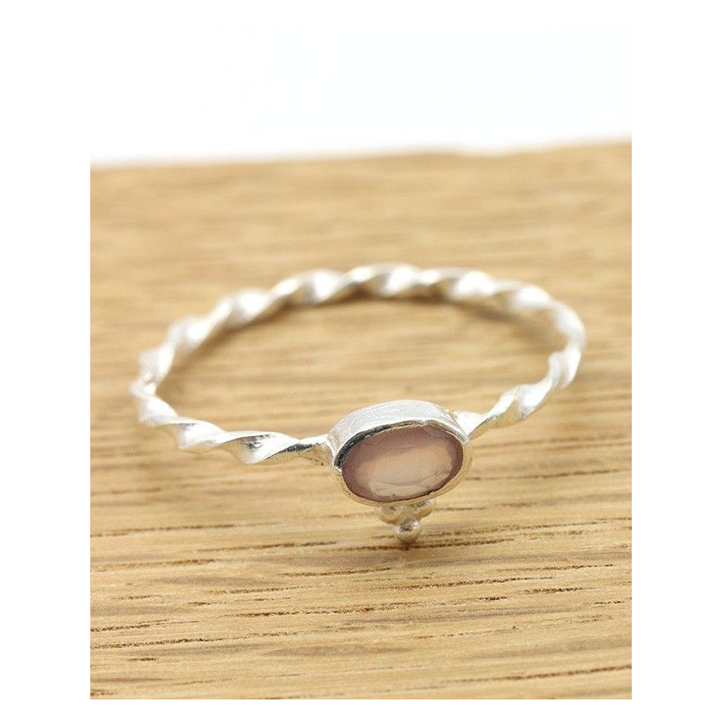 Bague fine quartz rose - Mosaik bijoux indiens