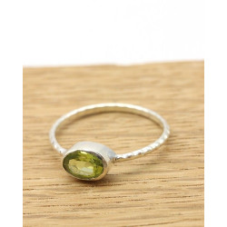 Bague argent pierre verte -...