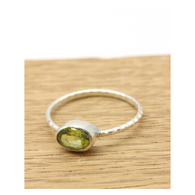 Bague argent pierre verte - Mosaik bijoux indiens