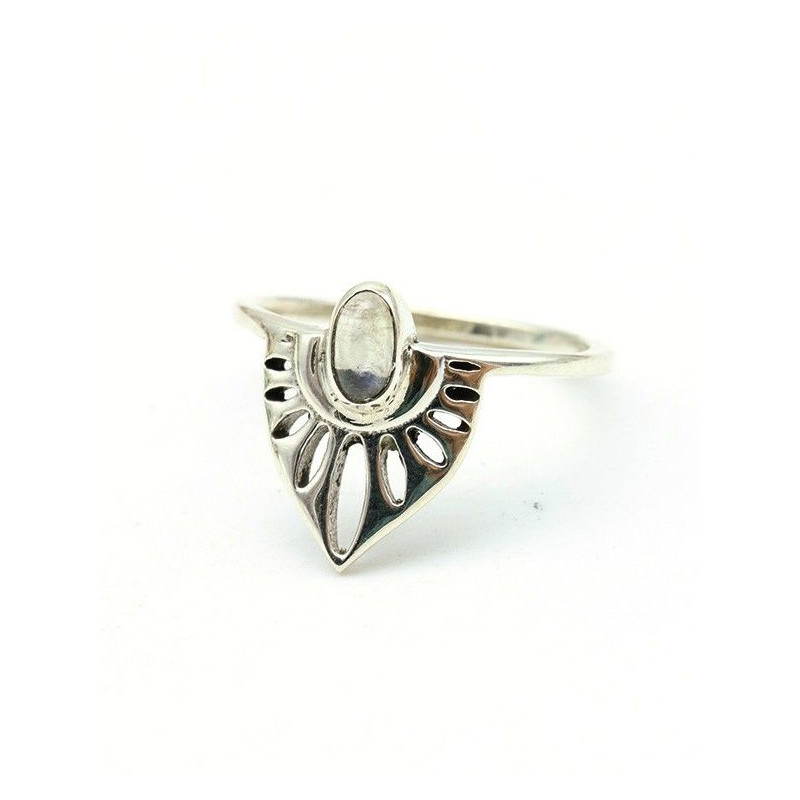 Bague argent pierre de lune - Mosaik bijoux indiens