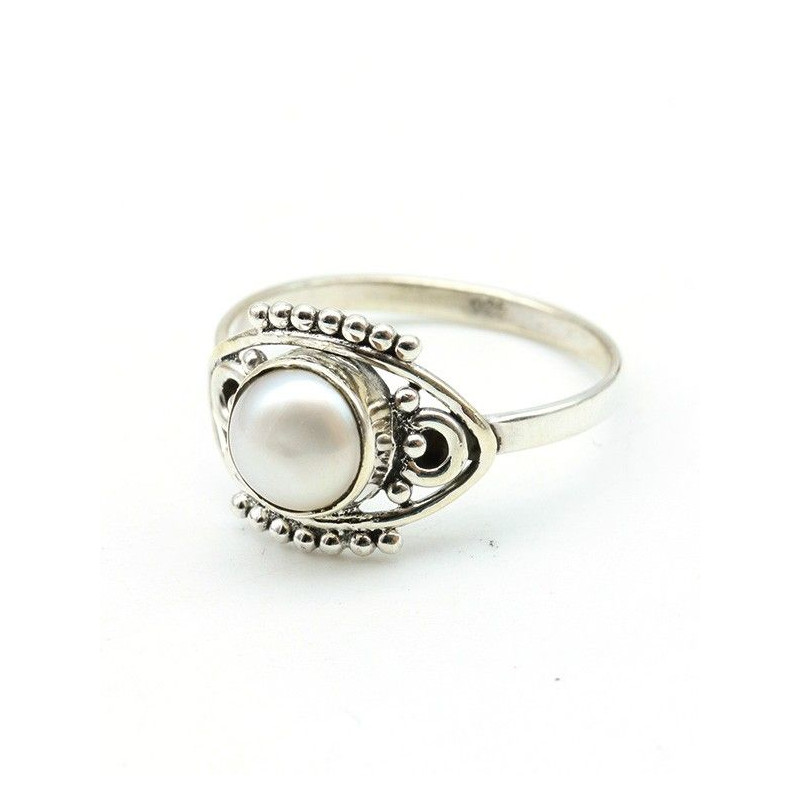 Bague argent perle nacrée - Mosaik bijoux indiens
