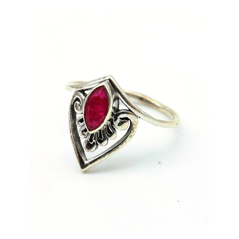 Bague fine pierre rose - Mosaik bijoux indiens