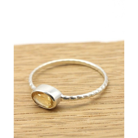 Bague citrine en argent - Mosaik bijoux indiens