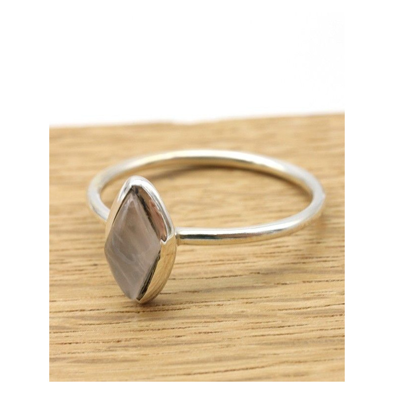 Bague argent fine pierre de lune - Mosaik bijoux indiens