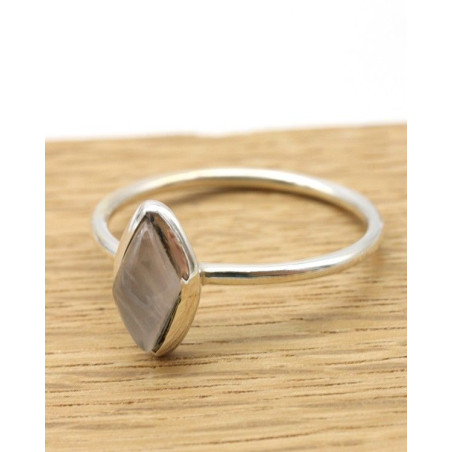 Bague argent fine pierre de lune - Mosaik bijoux indiens