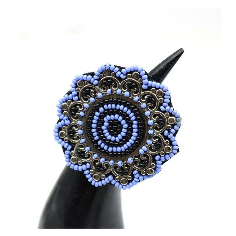 Bague en perles fleur - Mosaik bijoux indiens