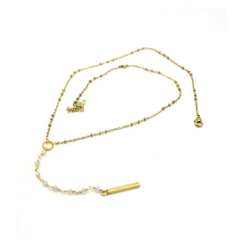 Collier fin laiton et labradorites Mosaik Bijoux Indiens - 1
