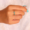 Bague dorée 2 turquoises - Mosaik bijoux indiens
