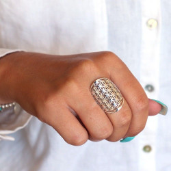 Bague fleur de vie argent -...