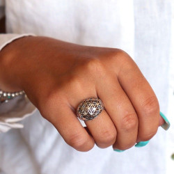 Bague argent cabochon fleur...