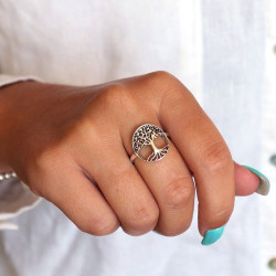 Bague ronde arbre de vie -...