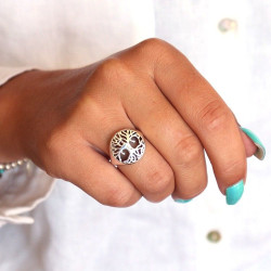 Bague arbre de vie argent -...