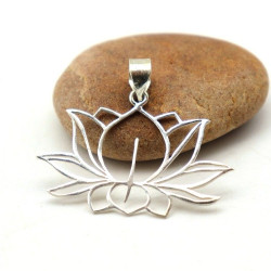 Pendentif argent lotus -...