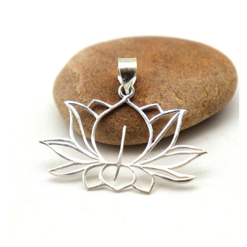 Pendentif argent lotus - Mosaik bijoux indiens