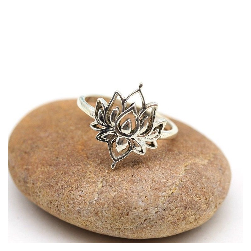 Bague lotus argent - Mosaik bijoux indiens Bague lotus argent - Mosaik bijoux indiens