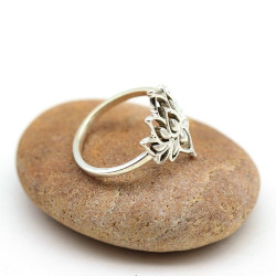 Bague argent lotus - Mosaik bijoux indiens