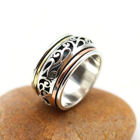Anneau antistress 3 métaux homme - Mosaik bijoux indiens
