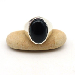 Chevalière argent onyx -...