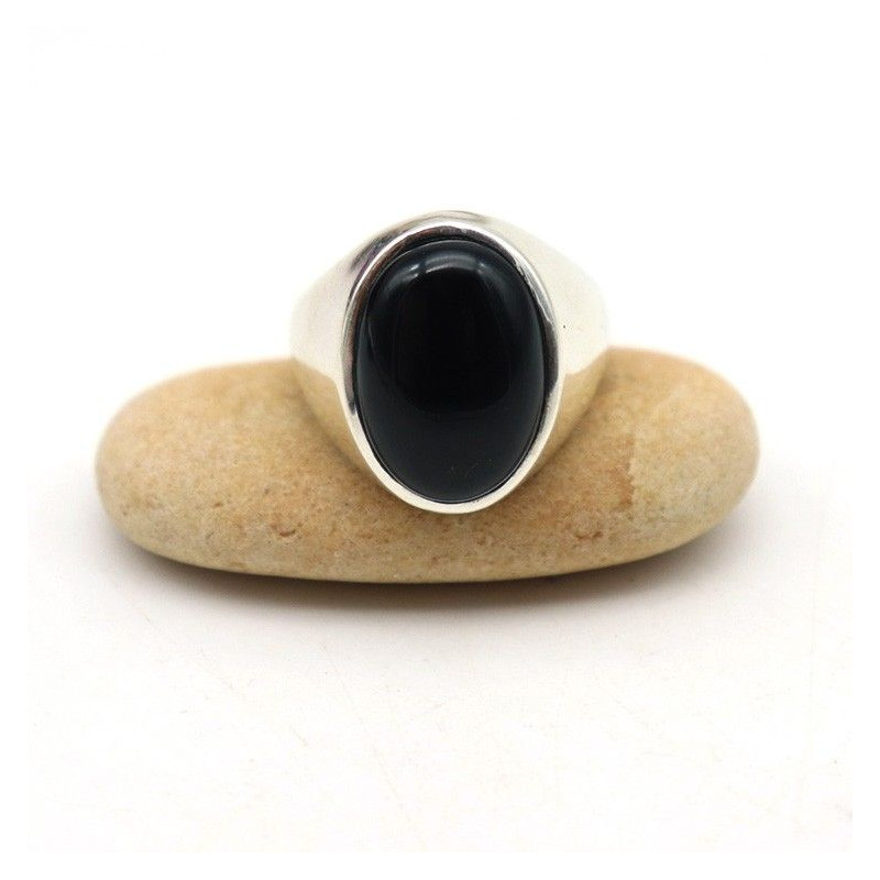 Chevalière argent onyx - Mosaik bijoux indiens