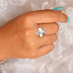 bague argent fleur - Mosaik...