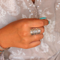 Bague argent ovale Graine...