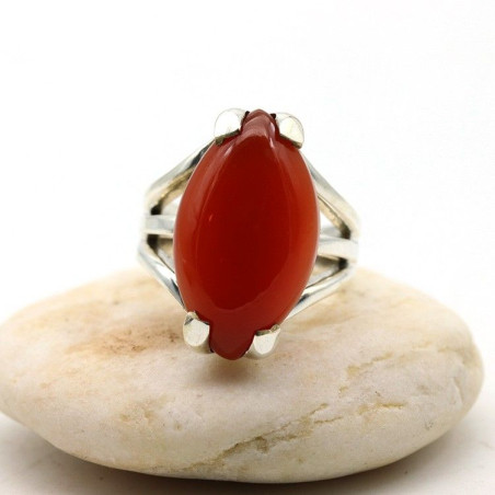 Bague argent pierre orange - Mosaik bijoux indiens