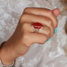 Bague argent grosse cornaline cabochon - Mosaik bijoux indiens