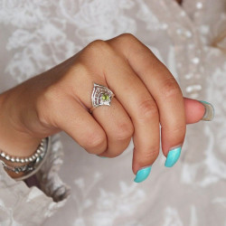 Bague argent pierre verte -...