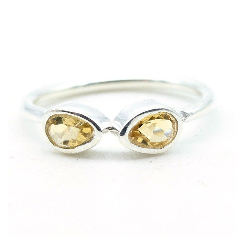 Bague citrine en argent - Mosaik bijoux indiens