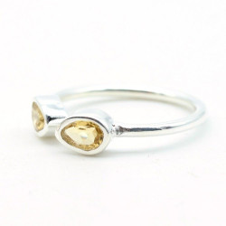 Bague argent fine pierre jaune - Mosaik bijoux indiens
