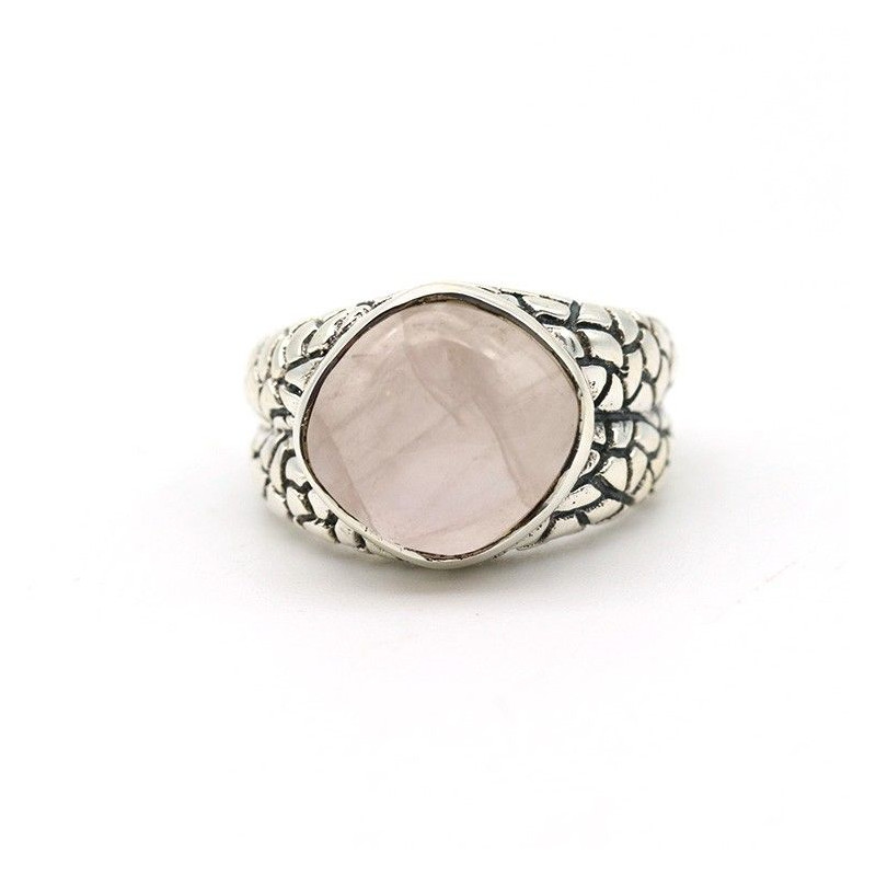 Bague quartz rose argent - Mosaik bijoux indiens