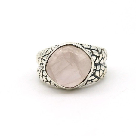 Bague quartz rose argent - Mosaik bijoux indiens