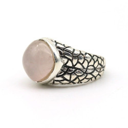 Bague épaisse argent quartz - Mosaik bijoux indiens
