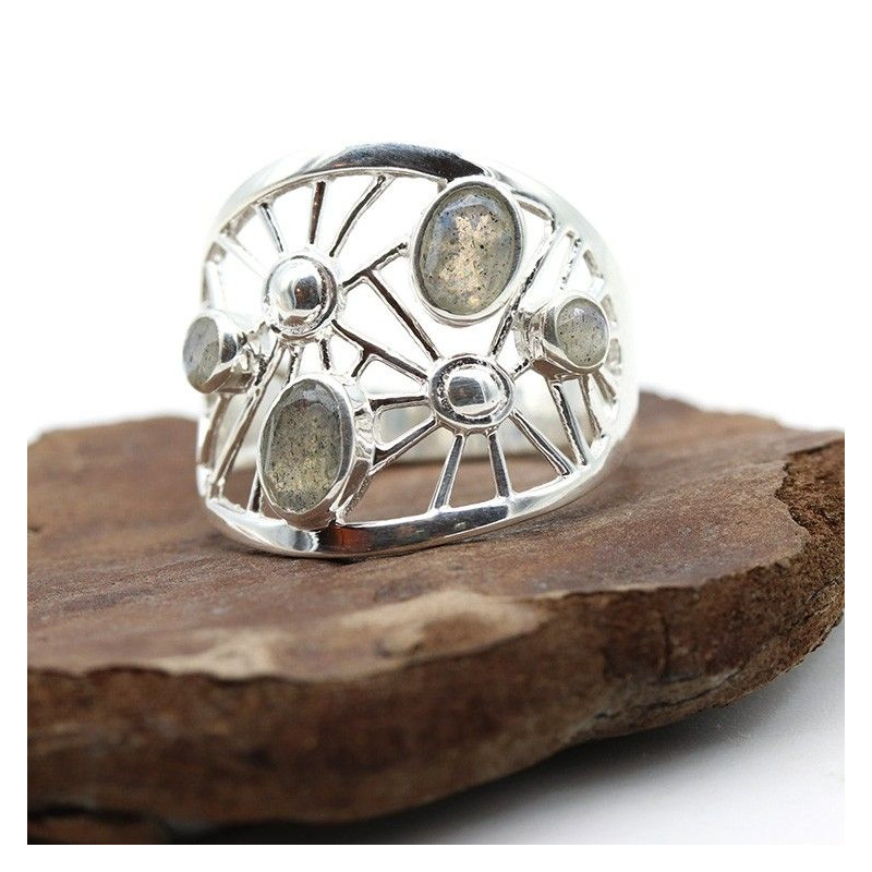 Bague argent épaisse labradorite - Mosaik bijoux indiens