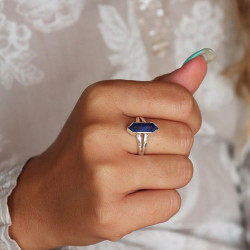Bague argent pierre bleu...