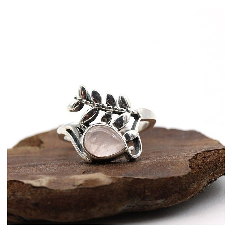 Bague quartz rose argent - Mosaik bijoux indiens Bague quartz rose argent - Mosaik bijoux indiens