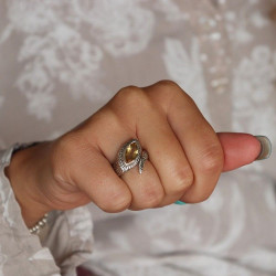 Bague ethnique citrine -...