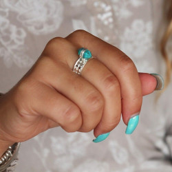 Bague argent turquoise -...